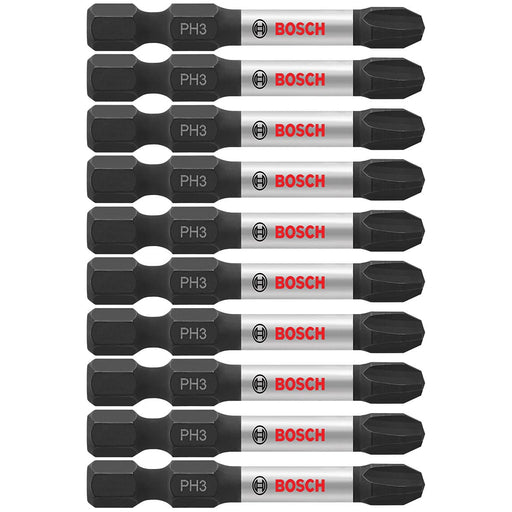 Bosch ITPH32B 10-Pc Impact Tough 2" Phillips #3 Power Bits - My Tool Store