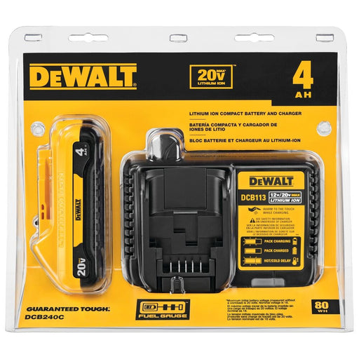 DeWalt DCB240C 20V MAX Compact 4Ah Battery Starter Kit - My Tool Store