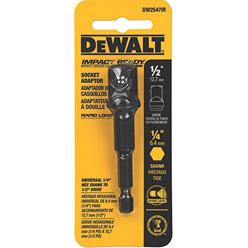 DeWalt DW2547IR 1/4" Hex To 1/2" Square Impact Ready Socket Adapter - My Tool Store