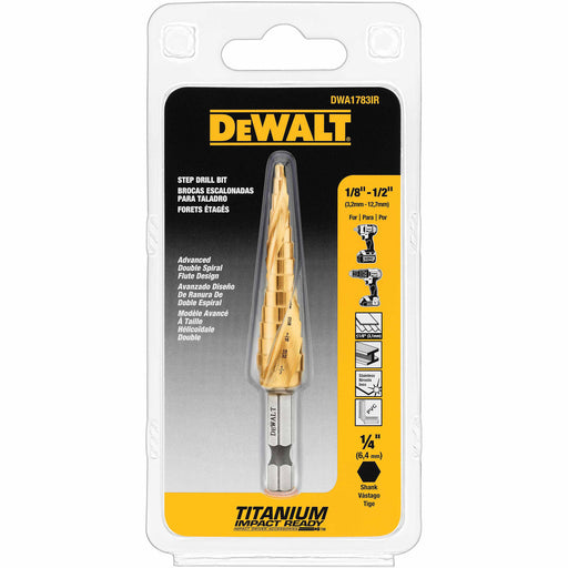 DeWalt DWA1783IR 1/8" - 1/2" Impact Ready Step Drill Bit - My Tool Store
