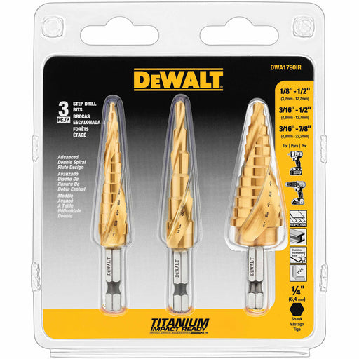 DeWalt DWA1790IR 3-Pc. Impact Ready Step Drill Bit Set - My Tool Store