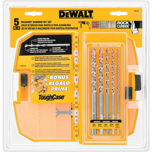 DeWalt DW5205 DeWalt 5 Pc. Premium Percussion Masonry Drill Bit Set - My Tool Store