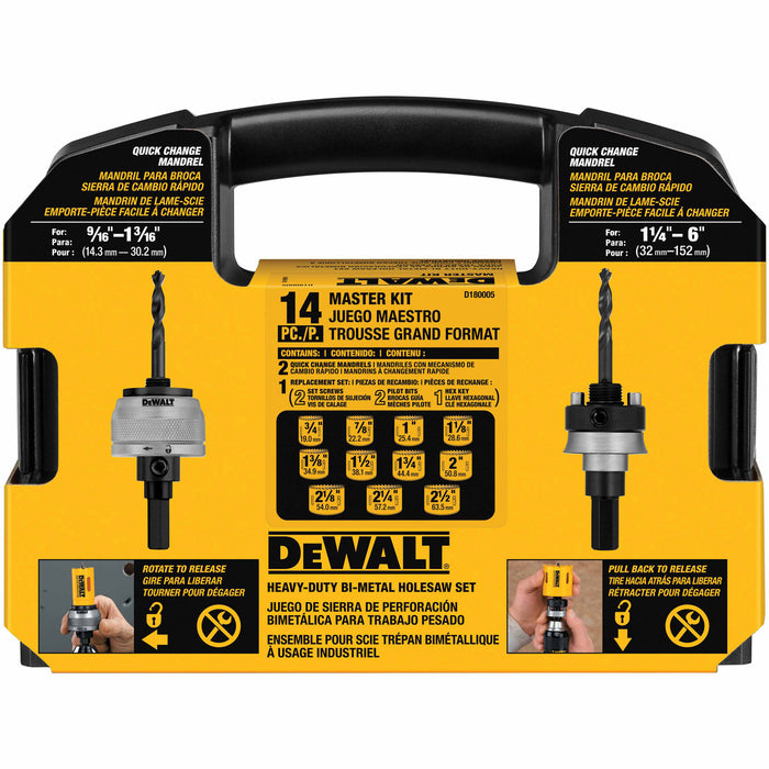 DeWalt D180005 14 Piece Master Hole Saw Kit - My Tool Store