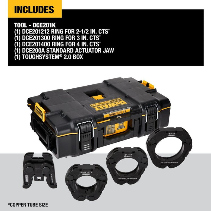 DEWALT DCE201K 2-1/2 in. to 4 in. Standard CTS Press Rings and Actuator Kit - My Tool Store