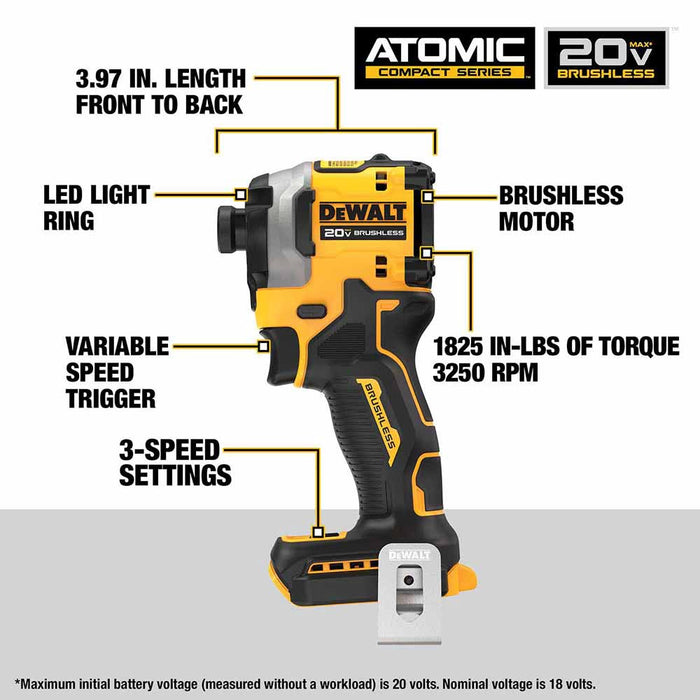 DeWalt DCK2050M2 20V Max Brushless Cordless XR 1/2 In. Hammer Drill/Driver And Atomic 1/4 In. Impact Driver Kit With 4.0Ah Batteries - My Tool Store