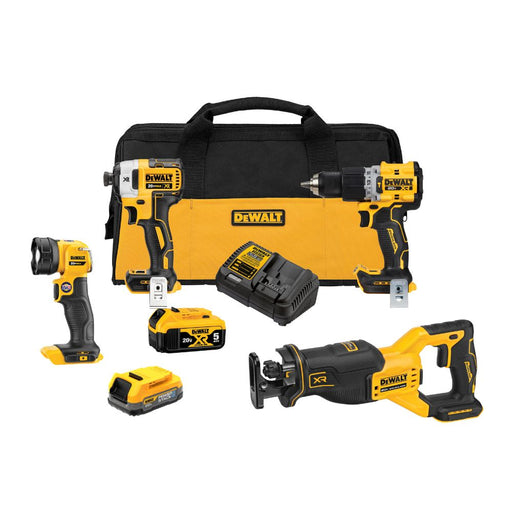 DEWALT DCK449E1P1 20V MAX* XR® Brushless 4-Tool Combo Kit with DEWALT POWERSTACK™ Compact Battery and 5.0Ah Battery - My Tool Store