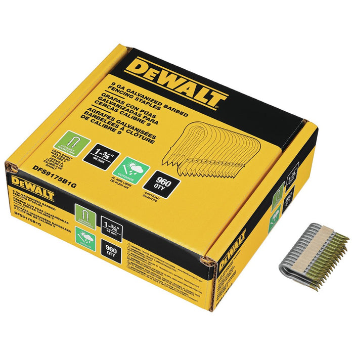 DeWalt DFS9175B1G 1-3/4" 9GA Galvanized Barbed Staple 960Pk