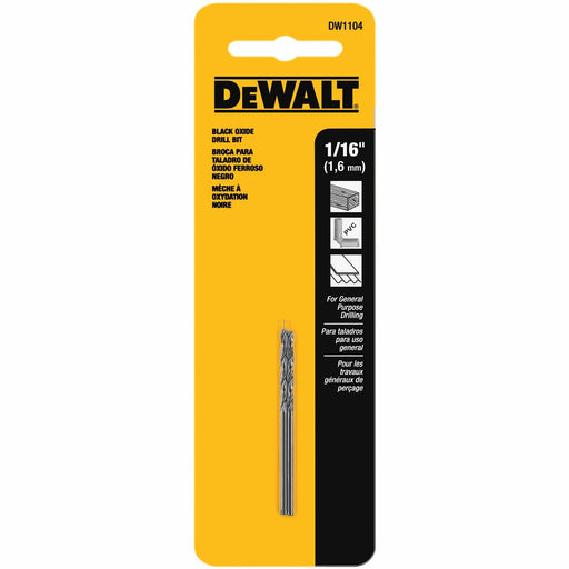 DeWalt DW1104 1/16" Black Oxide Split Point Drill Bit (2-Pack) - My Tool Store