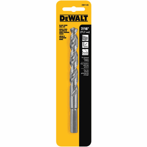 DeWalt DW1128 7/16" Black Oxide Split Point Drill Bit (3/8" Reduced Shank) - My Tool Store