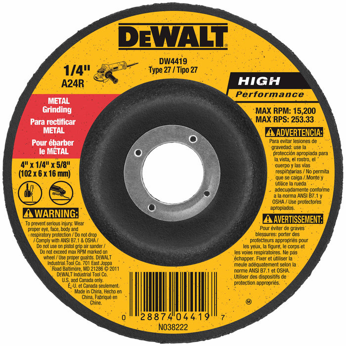 DeWalt DW4419 4" x 1/4" x 5/8" General Purpose Metal Grinding Wheel - My Tool Store