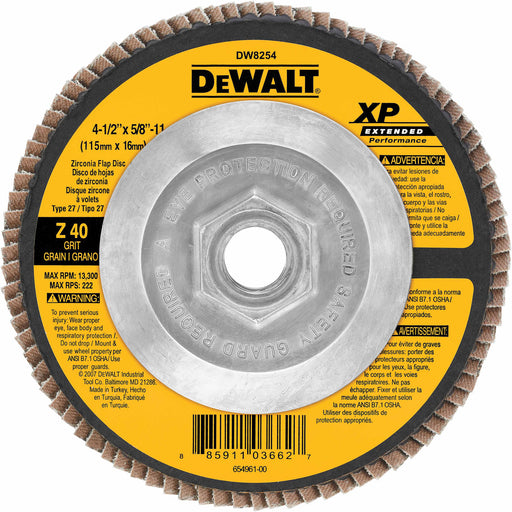 DeWalt DW8254 4-1/2" x 5/8"-11 40g XP Flap Disc - My Tool Store
