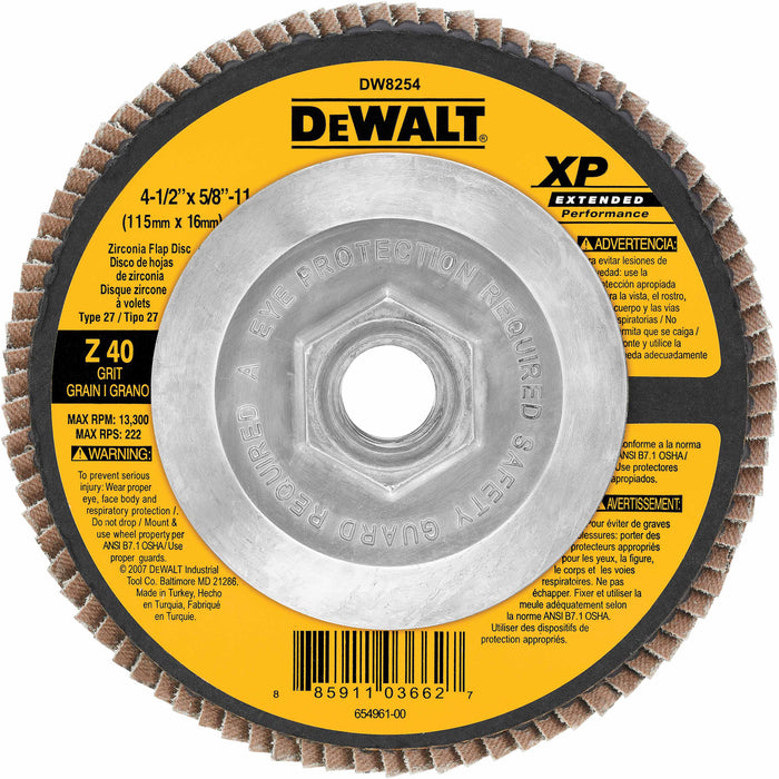 DeWalt DW8254 4-1/2" x 5/8"-11 40g XP Flap Disc