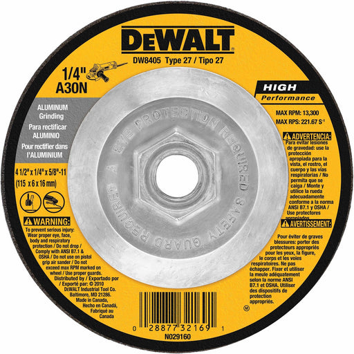 DeWalt DW8405 4-1/2" x 1/4" x 5/8"-11 Aluminum Grinding Wheel - My Tool Store