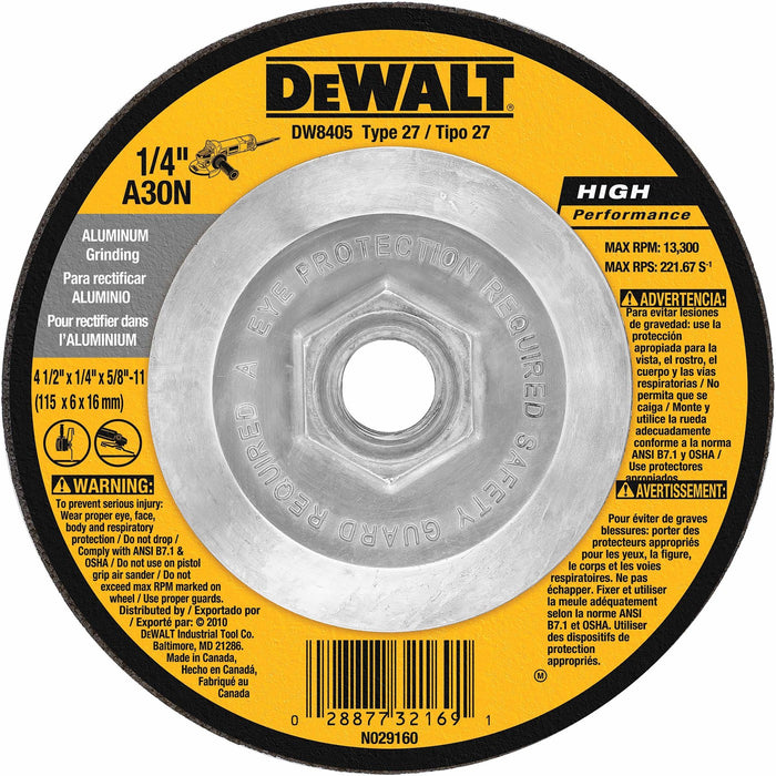 DeWalt DW8405 4-1/2" x 1/4" x 5/8"-11 Aluminum Grinding Wheel - My Tool Store