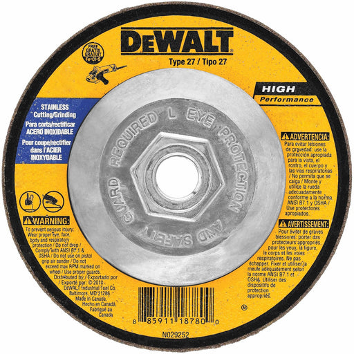 DeWalt DW8415 4-1/2' x 1/4" x 5/8"-11 Stainless Steel Grinding Wheel - My Tool Store