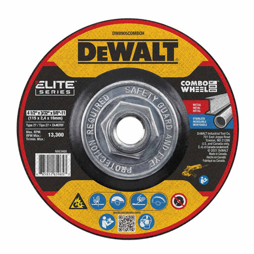 DeWalt DW8905COMBOH Elite Series 4-1/2 x 3/32 x 5/8-11 XP T27 Cut & Notch - My Tool Store