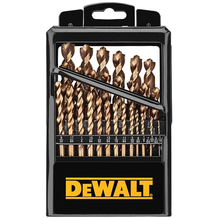 DeWalt DWA1269 29-Piece Pilot Point Industrial Cobalt Alloy Steel Drill Bit Set 1/16" - 1/2"