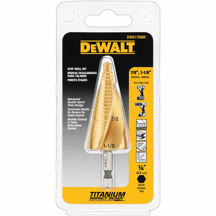 DeWalt DWA1789IR 7/8" - 1-1/8" Impact Ready Step Drill Bit - My Tool Store