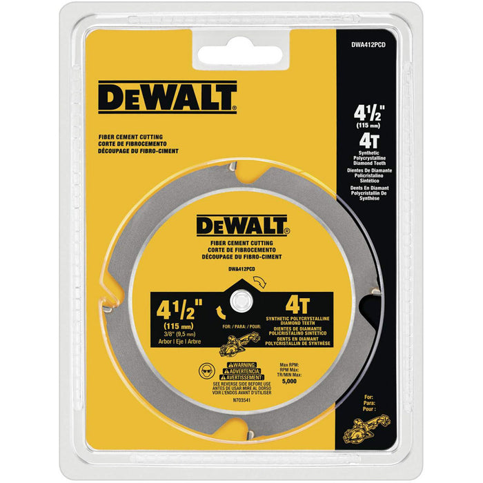 DeWalt DWA412PCD 4 1/2" 4 T Carbide Fiber Cement Cutting Circular Saw Blade - My Tool Store