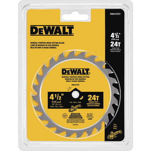 DeWalt DWA412TCT 4-1/2" 24 T Carbide Wood Cutting Circular Saw Blade - My Tool Store