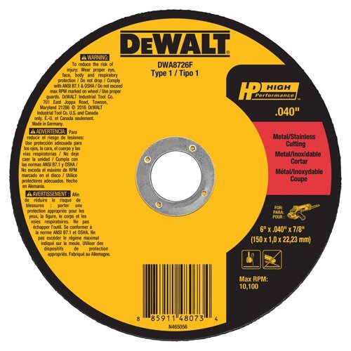 DeWalt DWA8726F 6 x .040 x 7/8 T1 HP Cut-Off Wheel