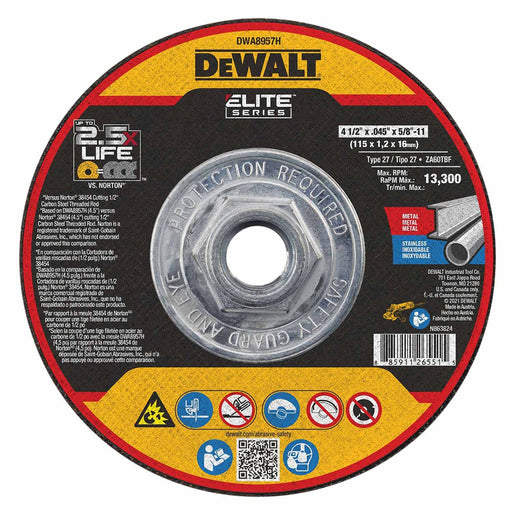 DeWalt DWA8957H Elite Series 4-1/2 x .045 x 5/8-11 XP T27 Cutting - My Tool Store
