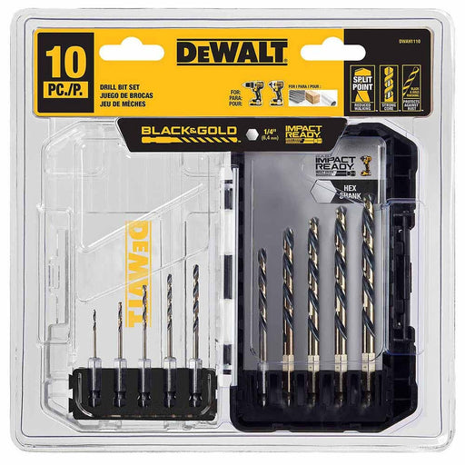 DeWalt DWAH1110 10PC Black & Gold Hex Shank Set - My Tool Store