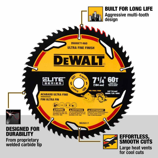 DeWalt DWAW71460 7-1/4" 60T Elite Series Saw Blade - My Tool Store