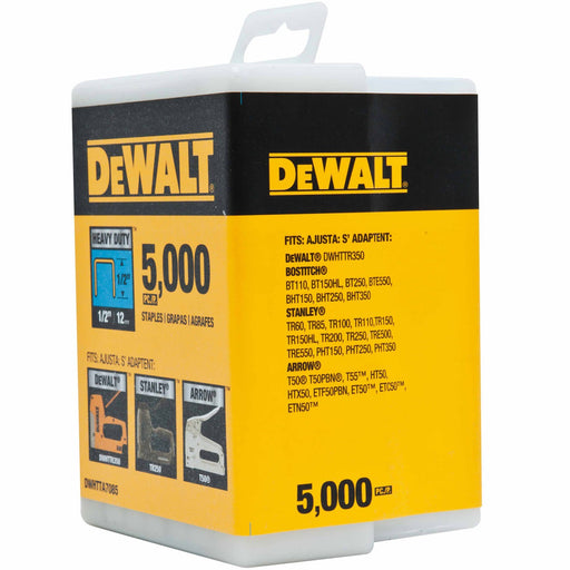 DeWalt DWHTTA7085 Heavy-Duty Narrow Crown Staples 1/2" - 5000 Pk (T50 Style) - My Tool Store