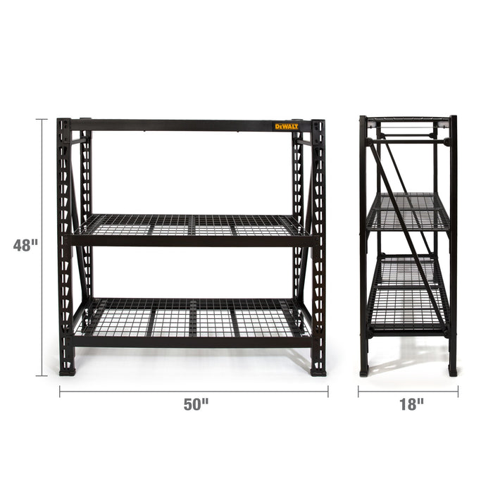 DeWalt 41659 DXST4500BLK-W 4-Foot Tall, Black Frame 3 Shelf Steel Wire Deck Industrial Storage Rack - My Tool Store