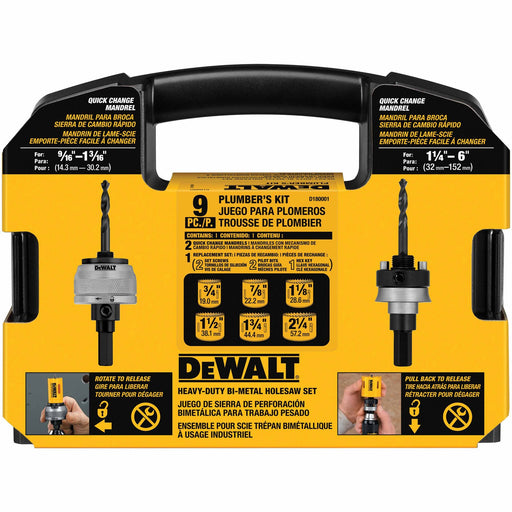 DeWalt D180001 9-Piece Plumber's Hole Saw Kit - My Tool Store