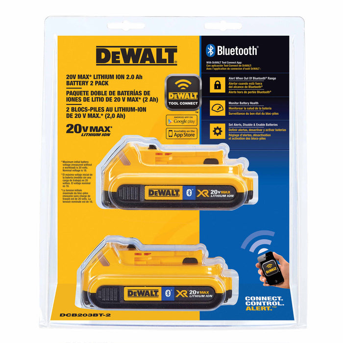Dewalt DCB203BT-2 20V MAX XR 2.0 AH Li-Ion Bluetooth Battery 2 Pack - My Tool Store