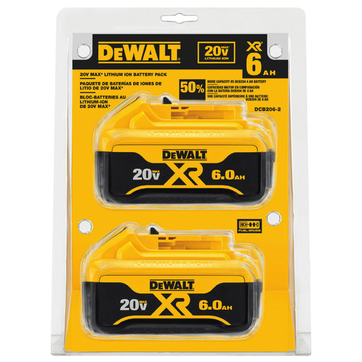 DeWalt DCB206-2 20V MAX Li-Ion XR 6.0 AH Battery 2 Pack - My Tool Store