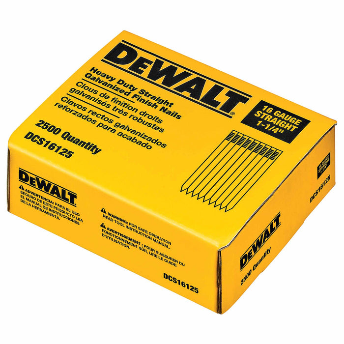 DeWalt DCS16125 1-1/4" 16 Gauge Heavy-Duty Straight Finish Nails - My Tool Store