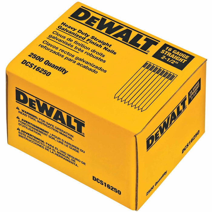 DeWalt DCS16250 2-1/2" 16 Gauge Heavy-Duty Straight Finish Nails - My Tool Store