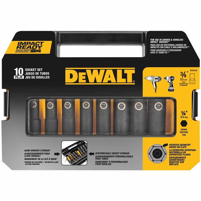 Dewalt DW22838 3/8" Drive 10 Piece Impact Socket Set