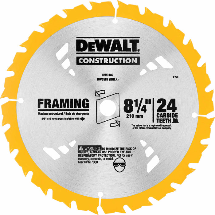 DeWalt DW3582 Series 20 8-1/4" 24T Carbide Thin Kerf Circular Saw Blade (Bulk) - My Tool Store
