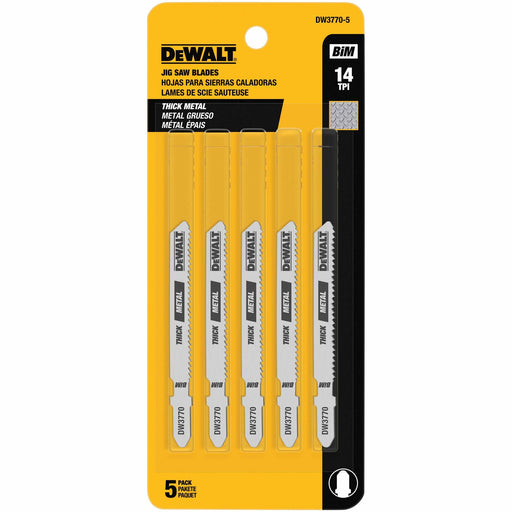 DeWalt DW3770-5 3" 14 TPI T-Shank Cobalt Alloy Steel Jig Saw Blade, 5 Pack - My Tool Store