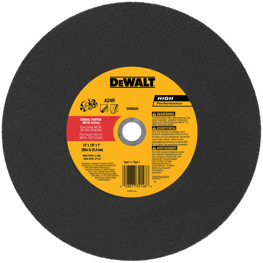 DeWalt DW8020 14" x 5/32" x 1" Metal Cutting High Speed Cut-Off Wheel - My Tool Store