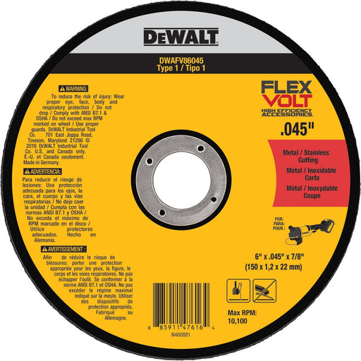 DeWalt DWAFV86045 6" x .045" x 7/8" Type 1 Metal Cutting Wheel - My Tool Store