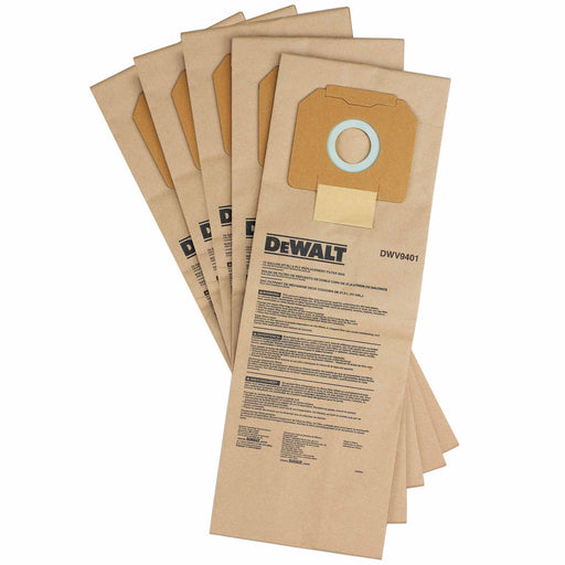 DeWalt DWV9401 Paper Dust Bags for DWV012 Dust Extractor, Pack of 5 - My Tool Store