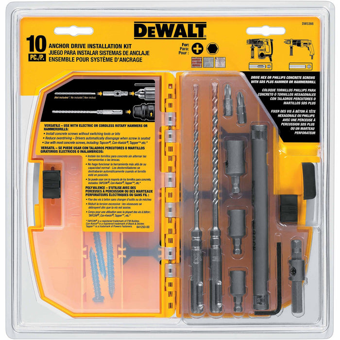 DeWalt DW5366 10 Piece Anchor Drive Installation Kit