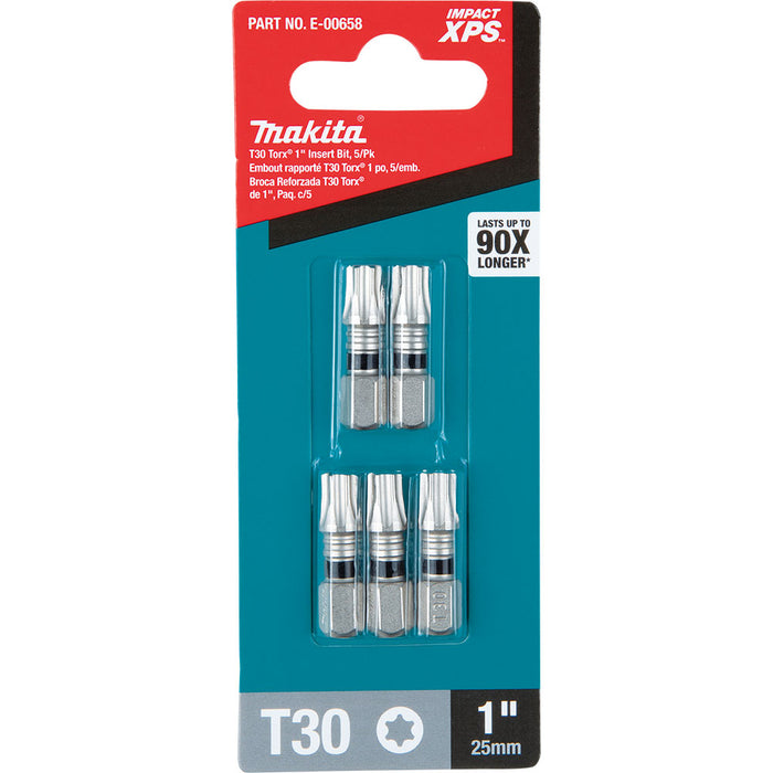 Makita E-00658 Impact XPS T30 Torx 1" Insert Bit, 5 Pack - My Tool Store