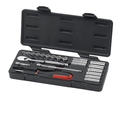 GearWrench 80325 22 Pc. 1/4" Drive 6 & 12 Point Standard & Deep SAE Mechanics Tool Set - My Tool Store