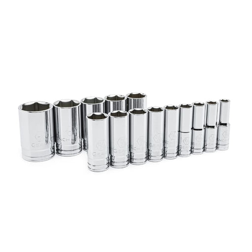GearWrench 80733 14 Pc. 1/2" Drive 6 Point Deep SAE Socket Set - My Tool Store