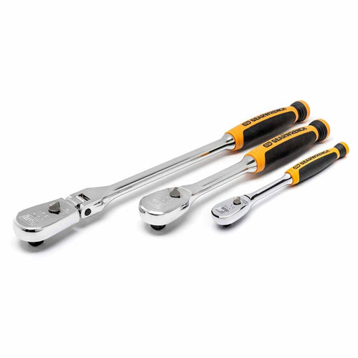 GearWrench 81203T 3 Pc. 1/4" & 3/8" Drive 90-Tooth Dual Material Teardrop Ratchet Set - My Tool Store