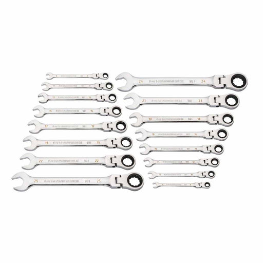 GearWrench 86728 16 Pc. 90-Tooth 12 Point Flex Head Ratcheting Combination Metric Wrench Set - My Tool Store