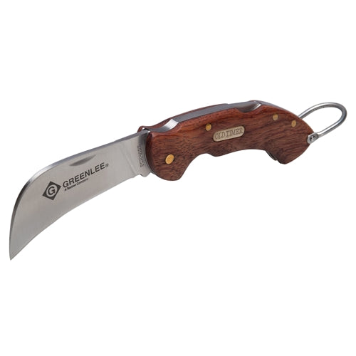 Greenlee 0652-28 Wood Handle SS Hawkbill Pocket Knife - My Tool Store