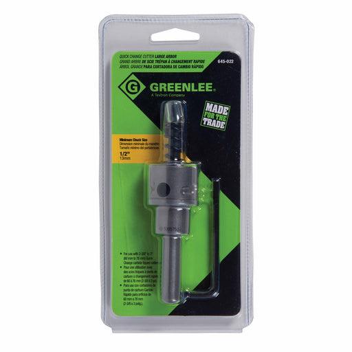 Greenlee 645-022 Quick Change Carbide-Tipped Arbor 1/2" Shank - My Tool Store