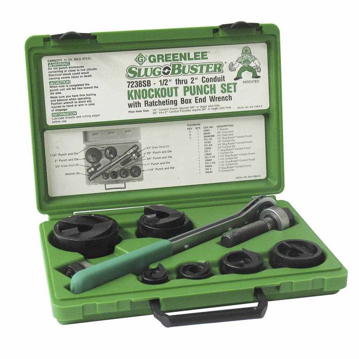 Greenlee 7238SB Slug-Buster Knockout Kit with Ratchet Wrench 1/2" thru 2"